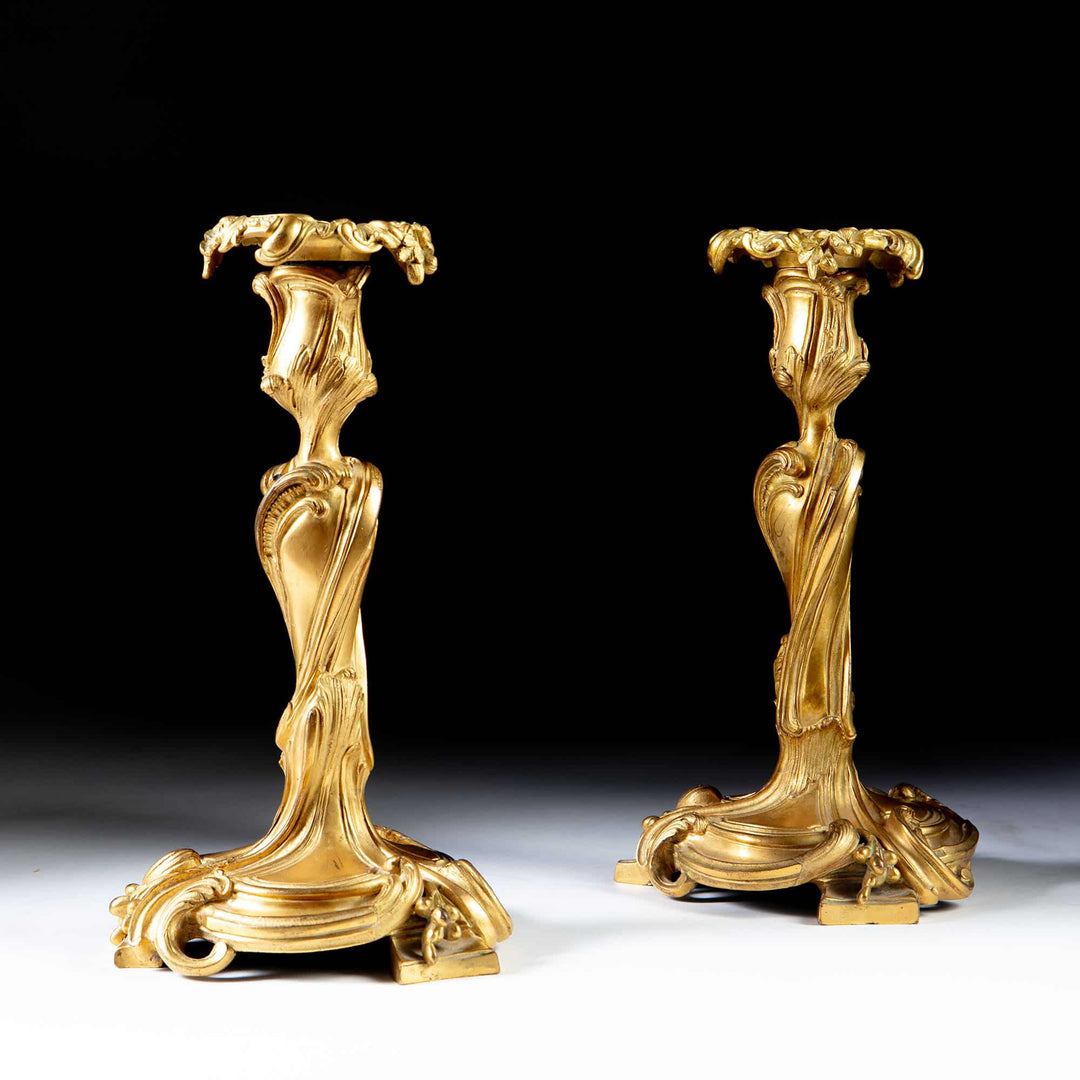 Pair of 19th Century Louis XV Ormolu Candlesticks