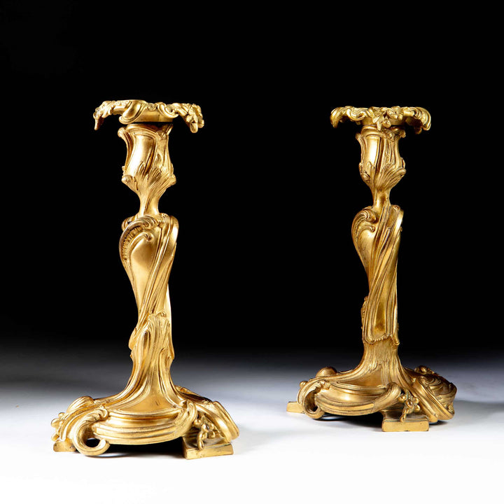 Pair of 19th Century Louis XV Ormolu Candlesticks