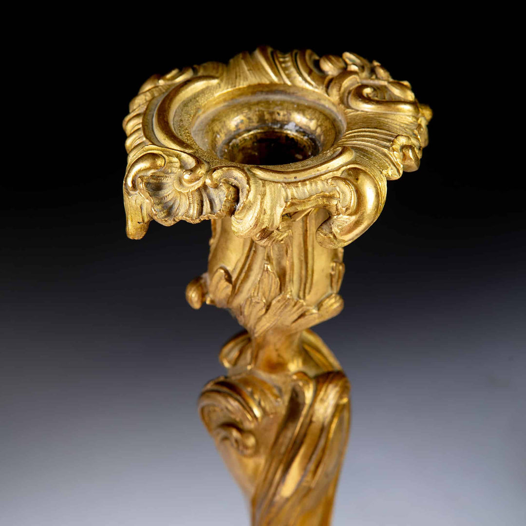 Pair of 19th Century Louis XV Ormolu Candlesticks