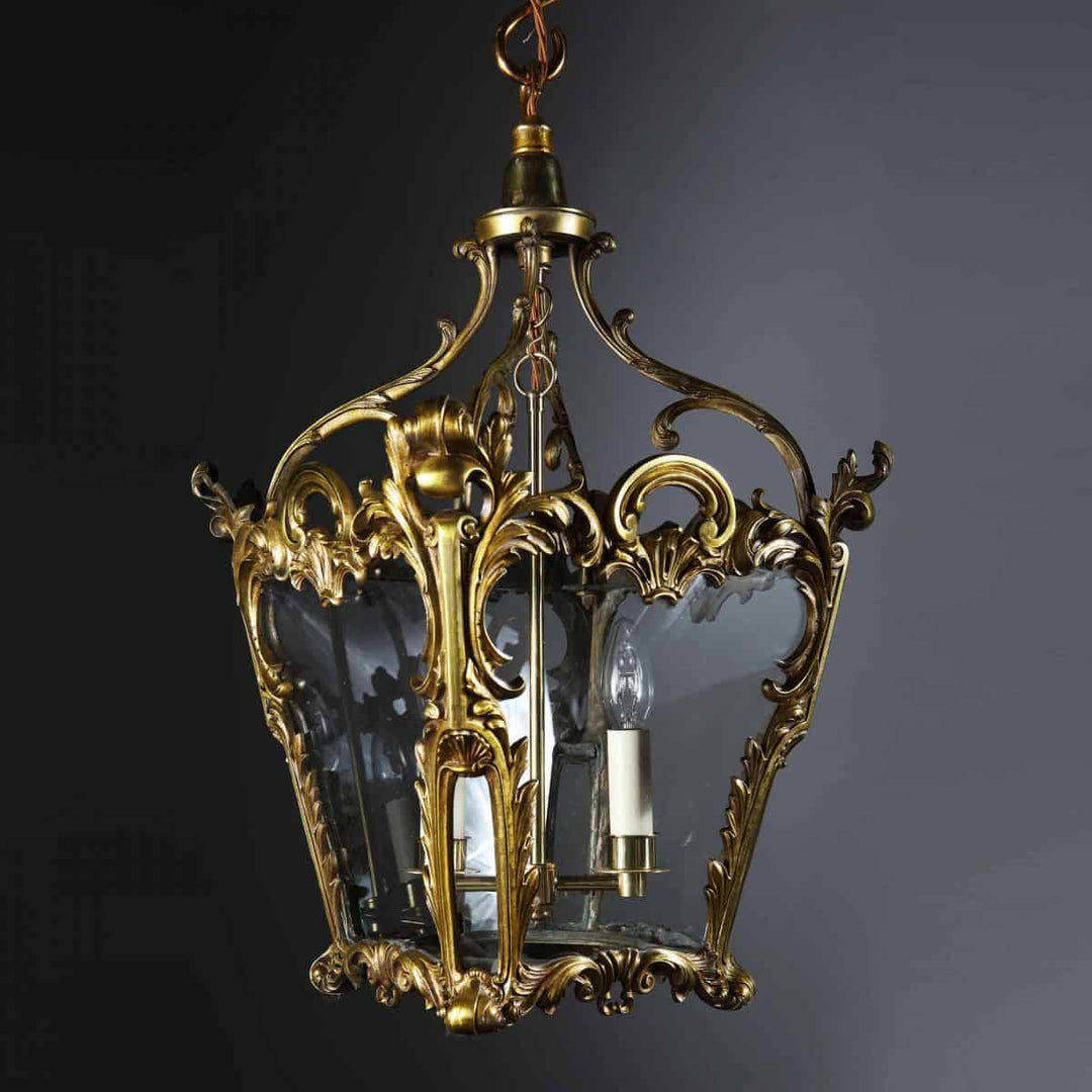 Rococo Revival Brass Lantern by Hooper & Co Boston