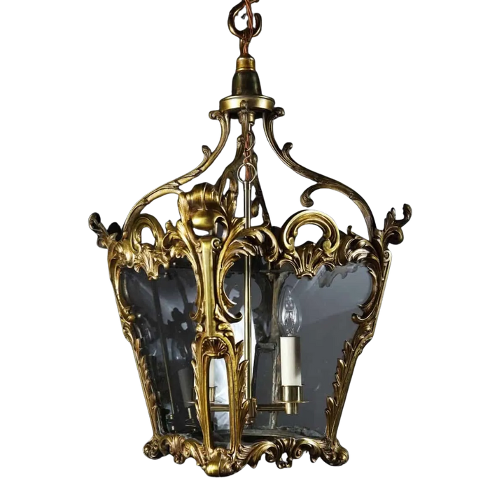 Rococo Revival Brass Lantern by Hooper & Co Boston