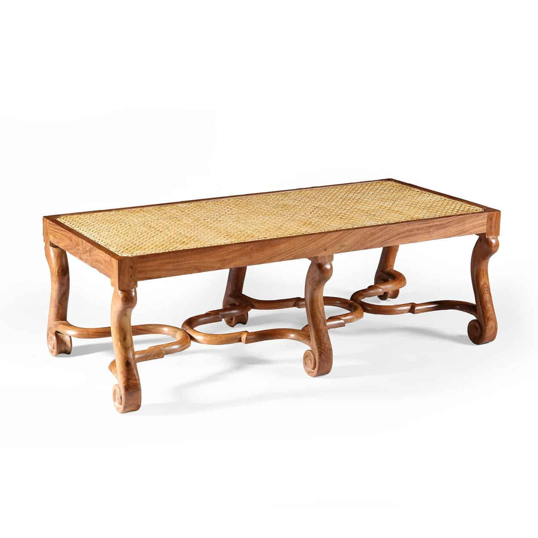 Pair of Walnut Long Caned Benches