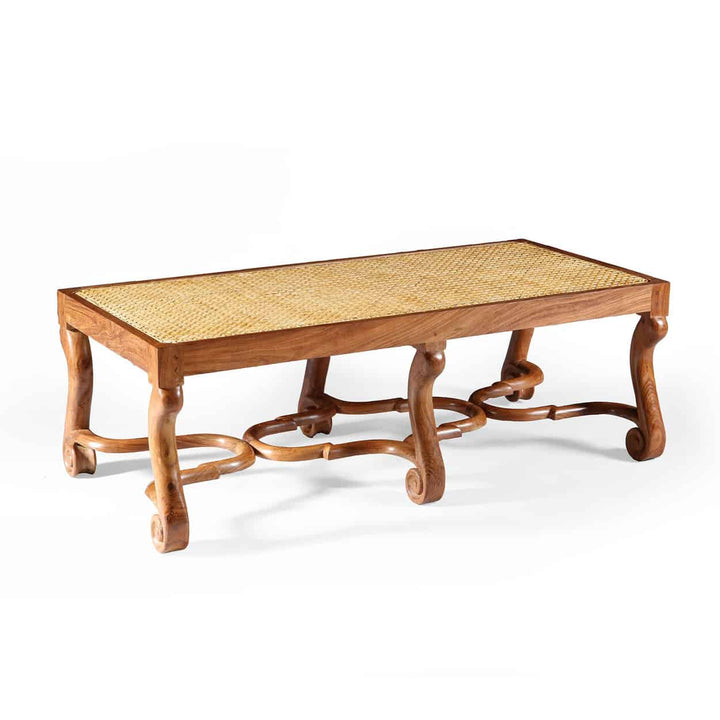 Pair of Walnut Long Caned Benches