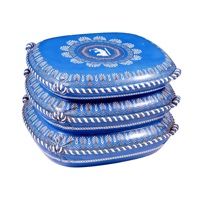 Mid Century Blue Etruscan Porcelain ‘Cushion’ Stool