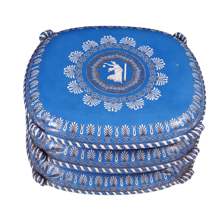 Mid Century Blue Etruscan Porcelain ‘Cushion’ Stool