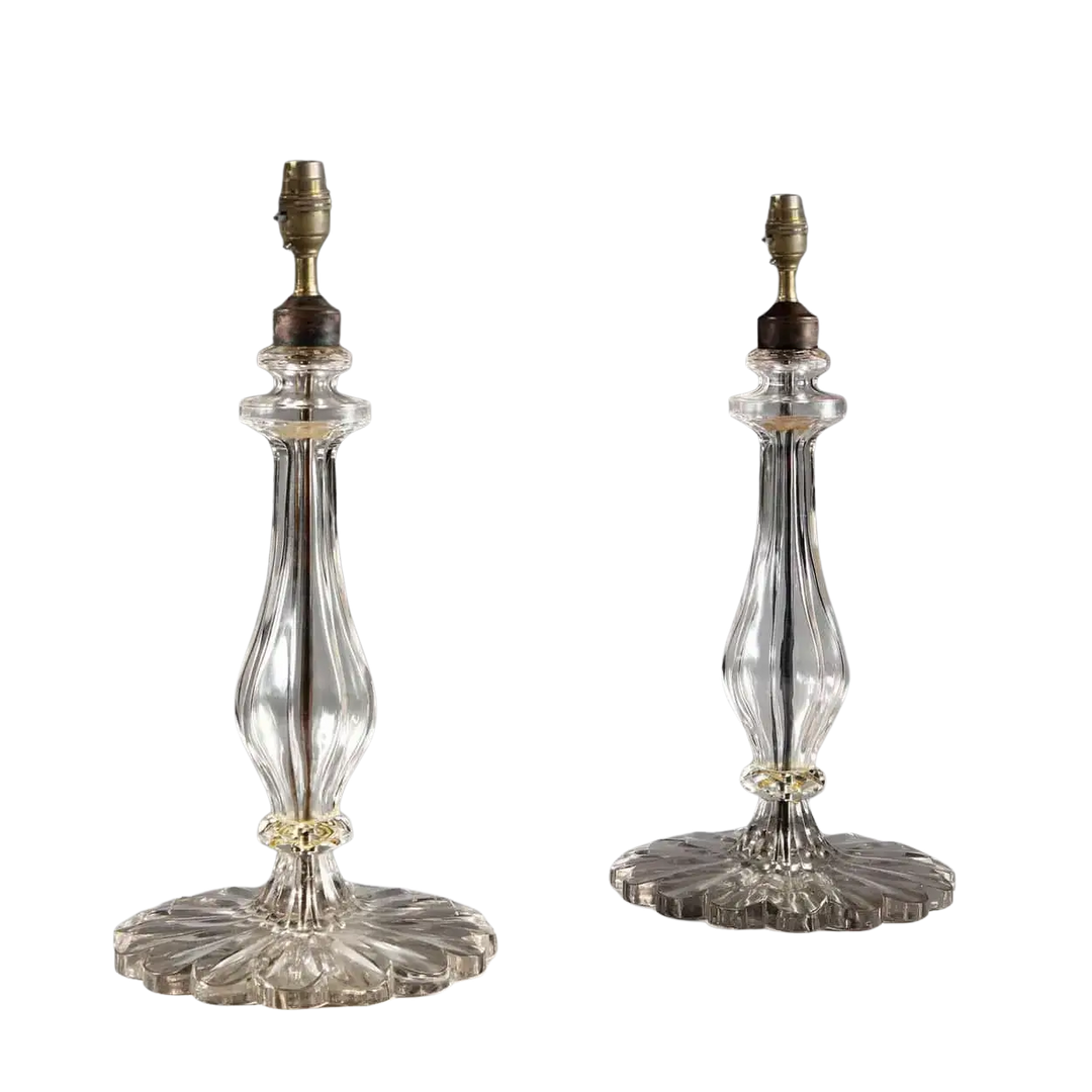 Clear Glass Pair of Taj Table Lamps