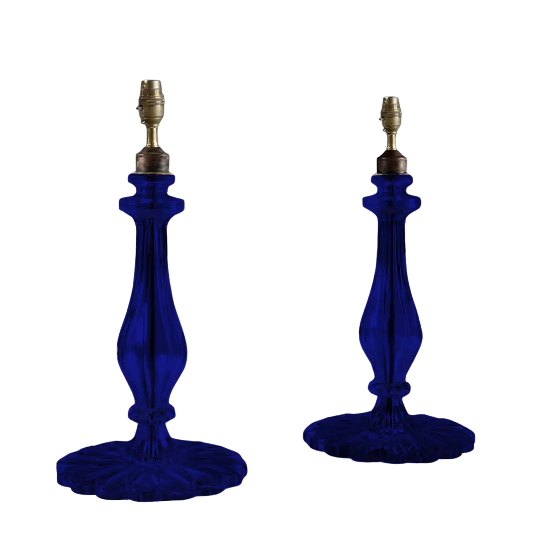 Clear Glass Pair of Taj Table Lamps