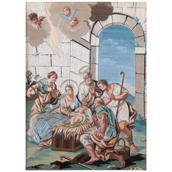 Important Rare Set of Nine Appliqué Silk Panels by Marianna Elmo