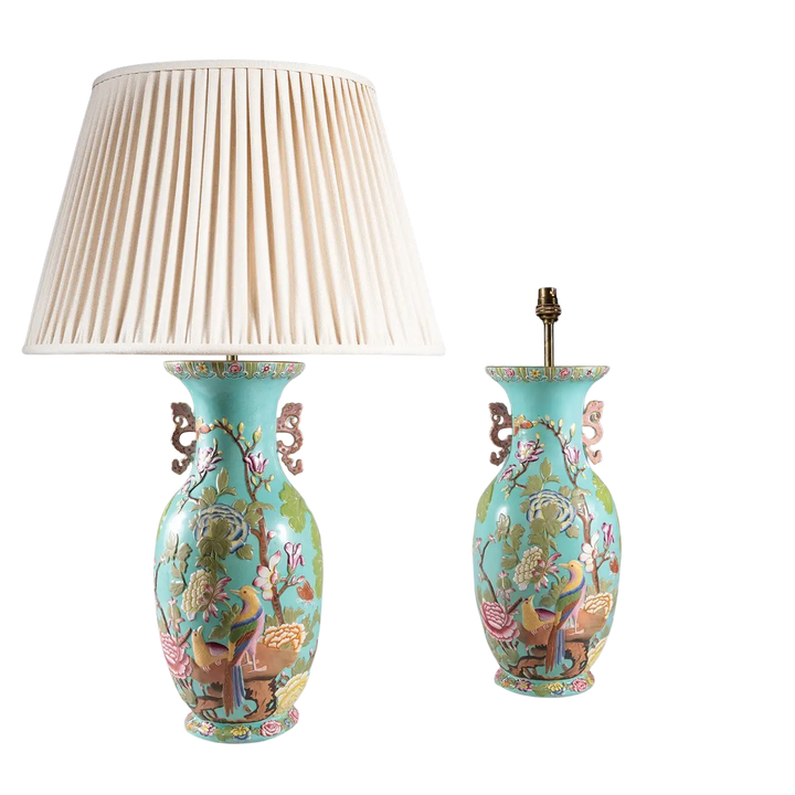 Pair of Staffordshire Vases Mounted as Table Lamps