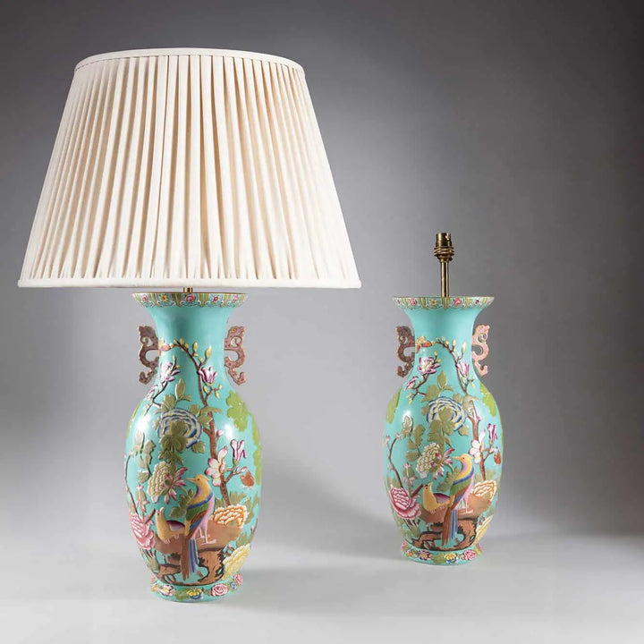 Pair of Staffordshire Vases Mounted as Table Lamps