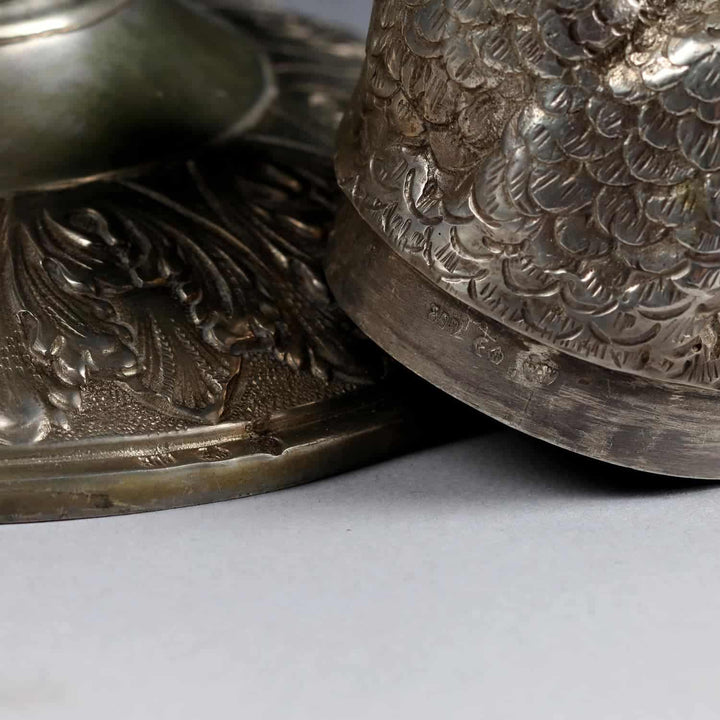 German Early 20th Century Solid Silver Perched Hawk