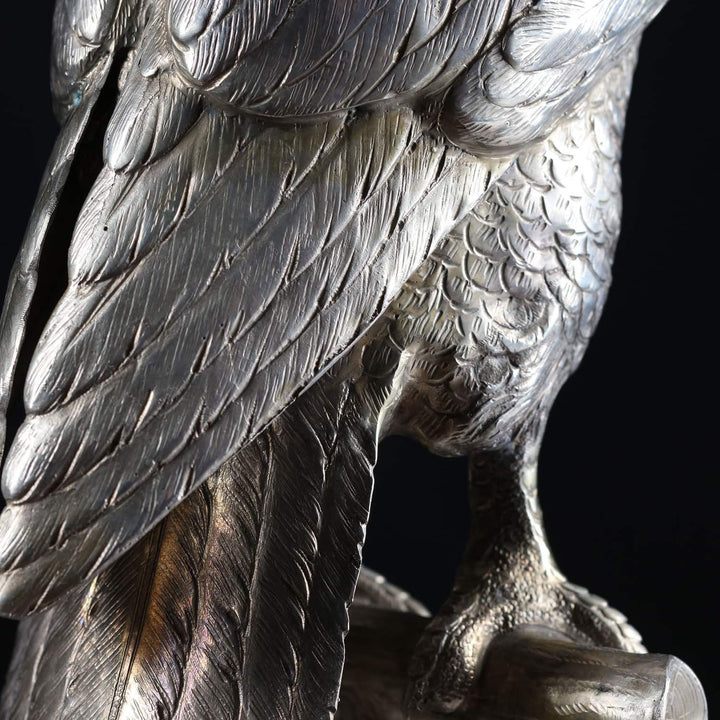 German Early 20th Century Solid Silver Perched Hawk