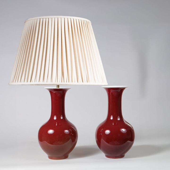 Pair of Sang de Boeuf Bottle Vases as Table Lamps
