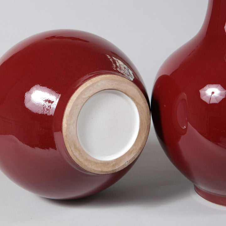 Pair of Sang de Boeuf Bottle Vases as Table Lamps