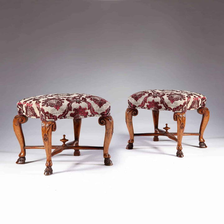 Pair of Large 18th Century Italian Walnut Stools