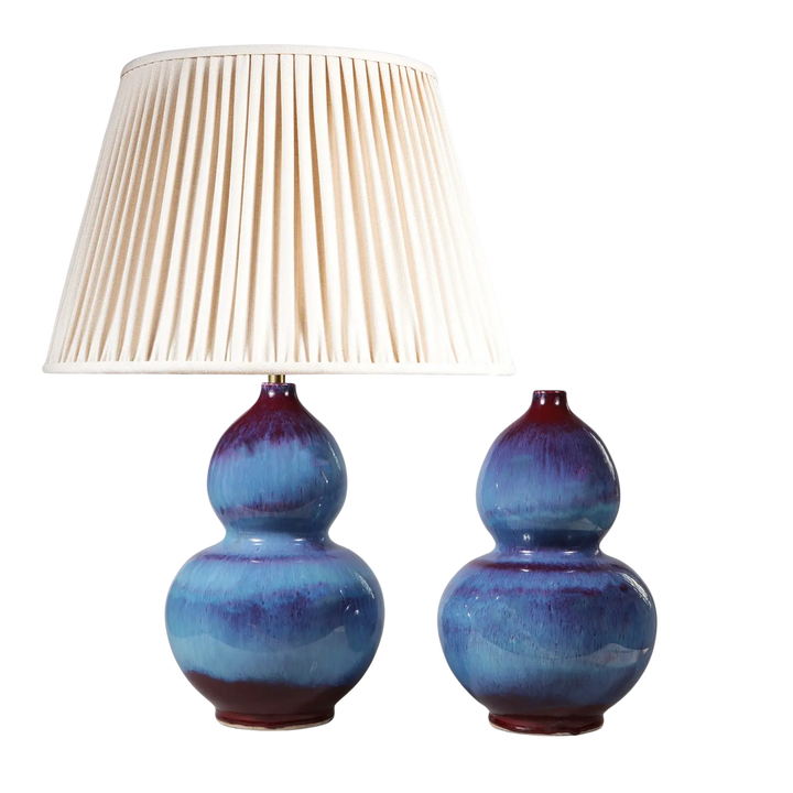 Pair of Flambe Double Gourd Vases as Table Lamps