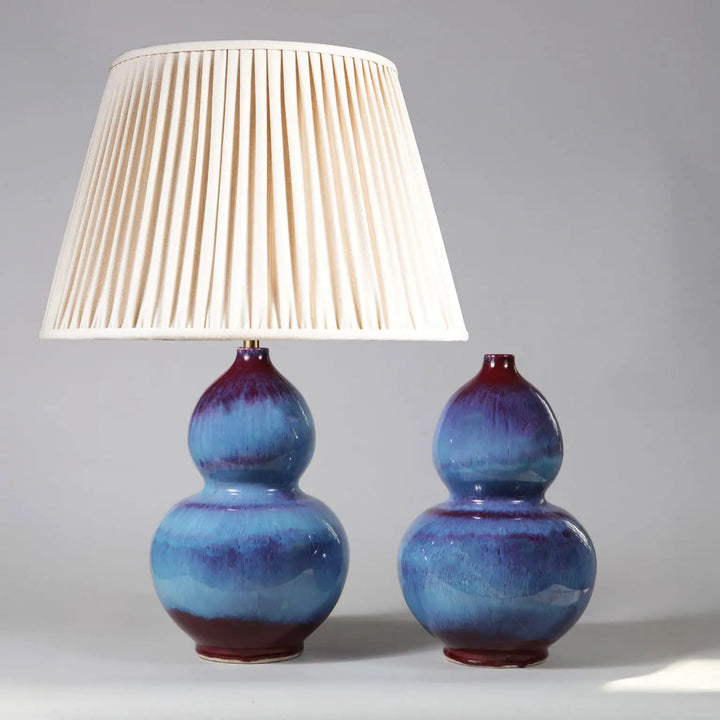 Pair of Flambe Double Gourd Vases as Table Lamps