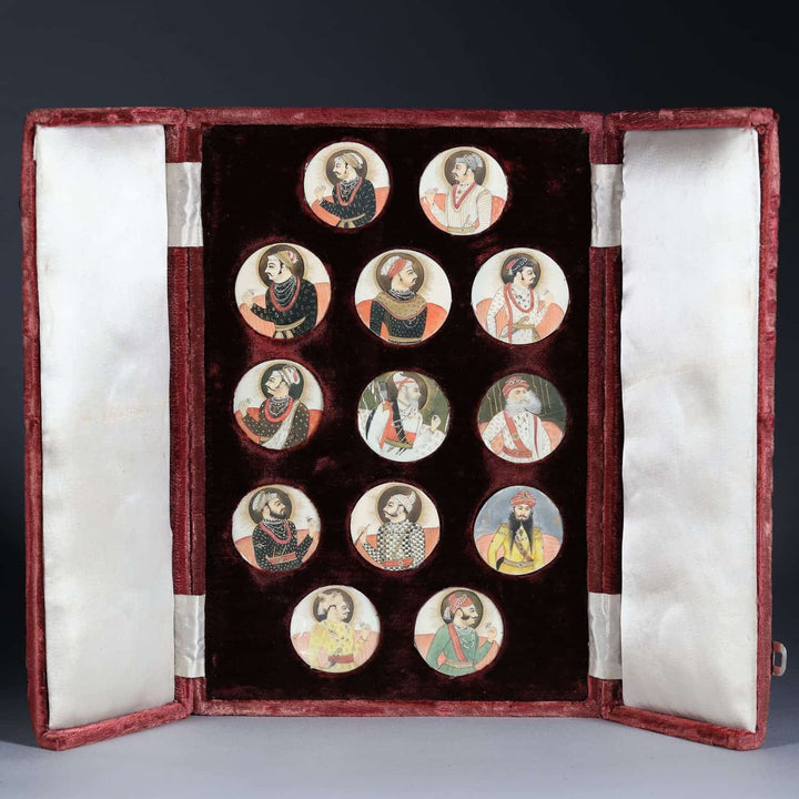 Indian Miniature Group of 13 Mughal Ruler Portraits