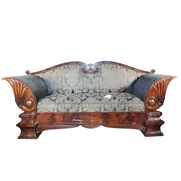 Early 19th Century Flame Mahogany Biedermeier Sofa