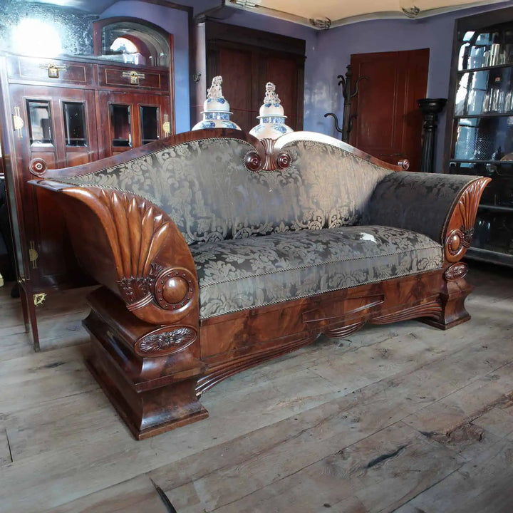 Early 19th Century Flame Mahogany Biedermeier Sofa