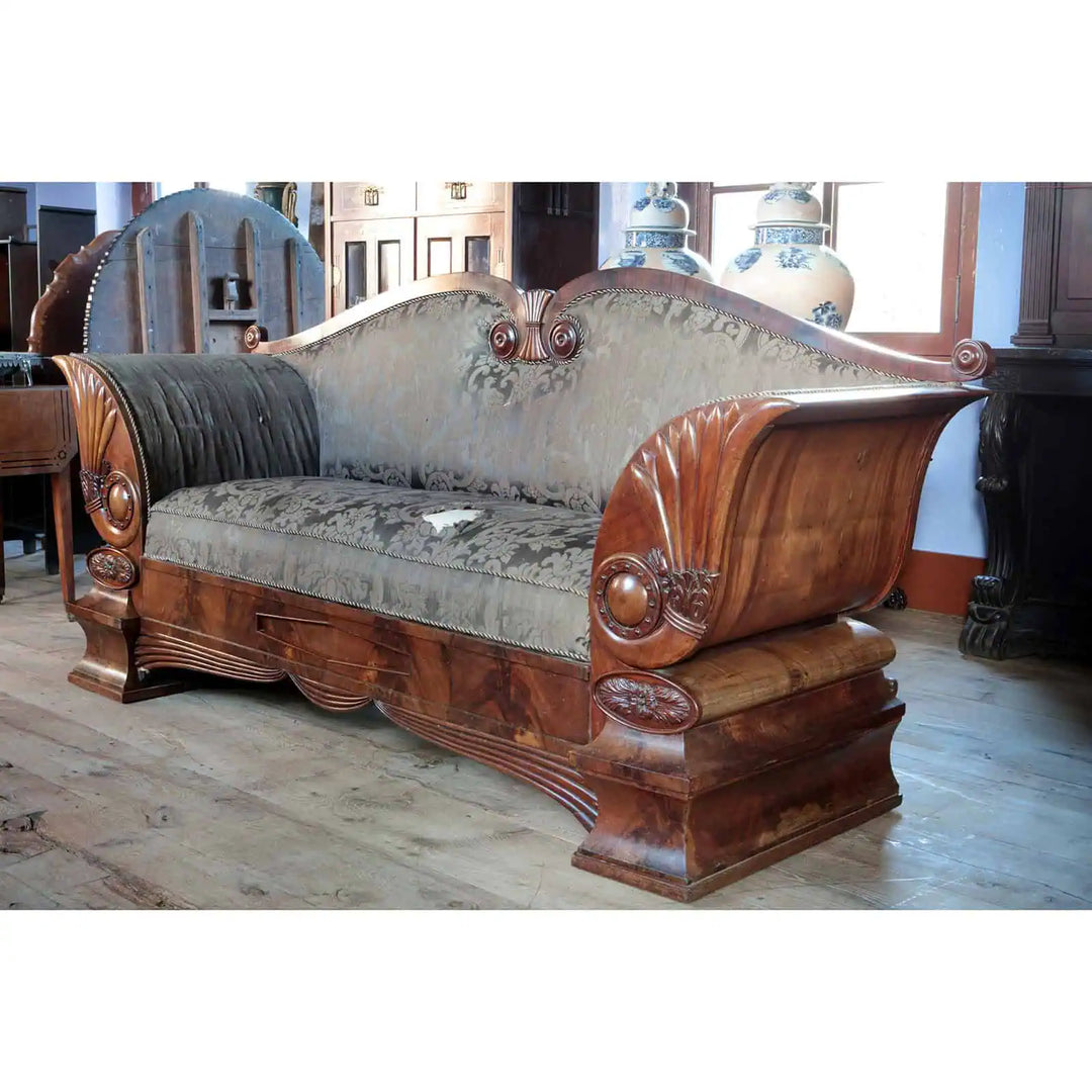 Early 19th Century Flame Mahogany Biedermeier Sofa