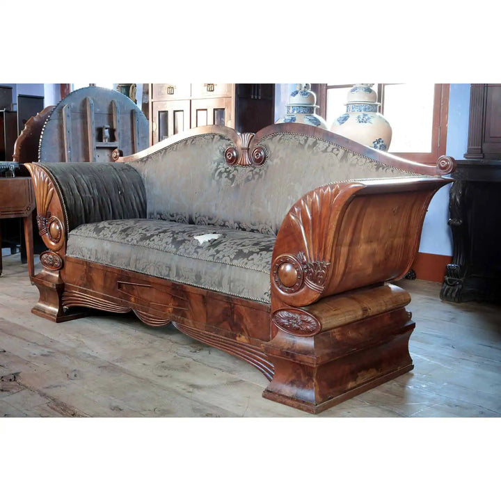 Early 19th Century Flame Mahogany Biedermeier Sofa