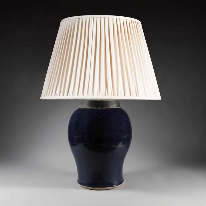 Chinese Monochrome Blue Table Lamp