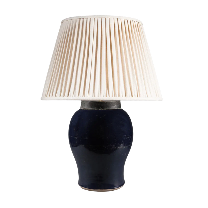 Chinese Monochrome Blue Table Lamp