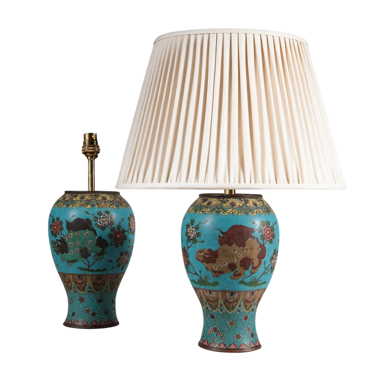 Pair of Chinese Cloissoné Lamps