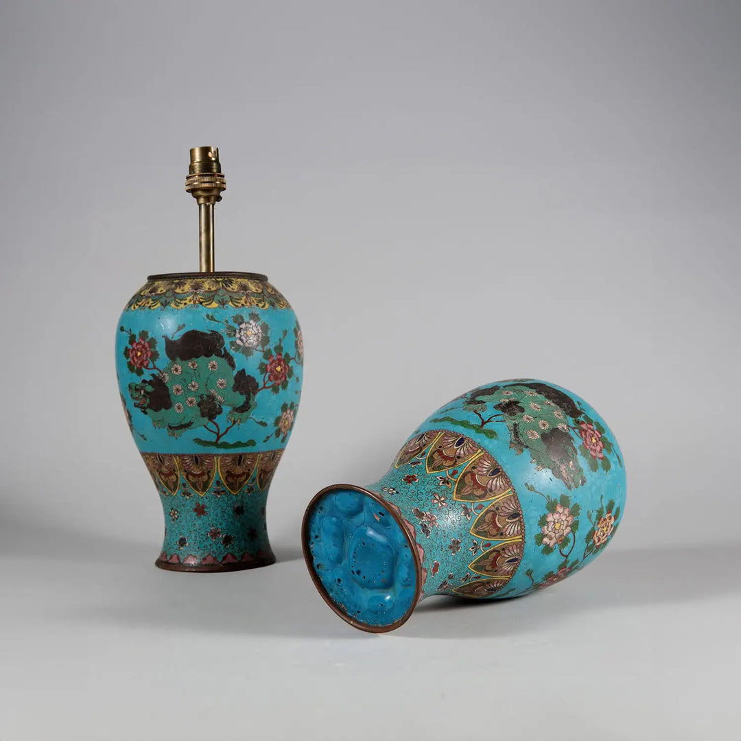 Pair of Chinese Cloissoné Lamps