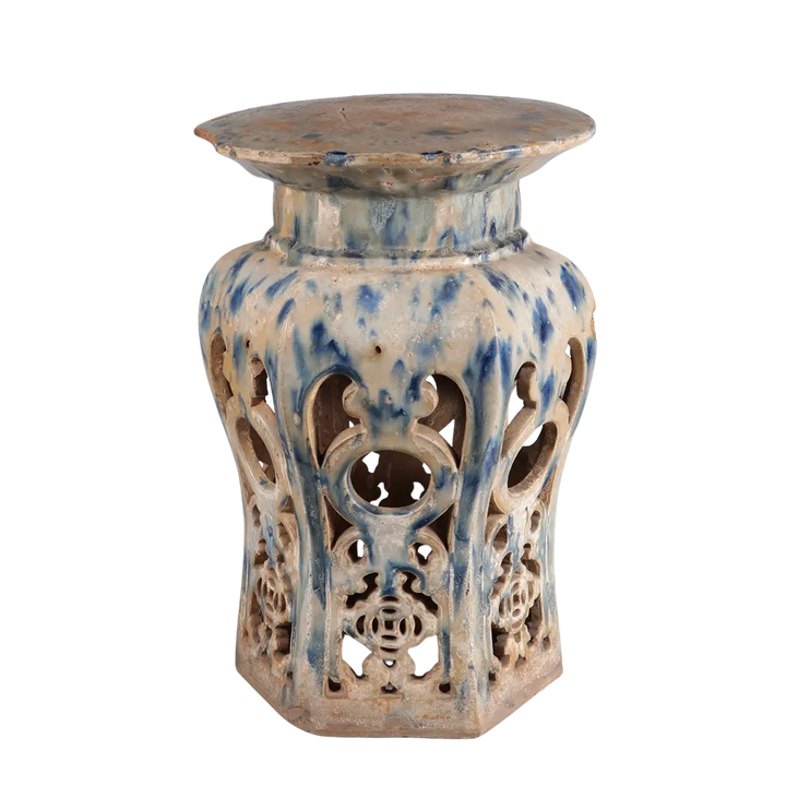 Antique Chinese Pottery Drip Glazed Stool