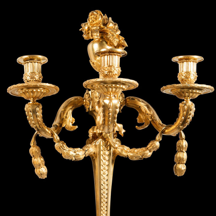 Monumental Pair Of Louis XVI Gilt Bronze Wall Appliques