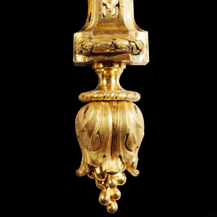 Monumental Pair Of Louis XVI Gilt Bronze Wall Appliques