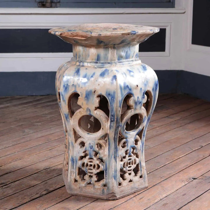 Antique Chinese Pottery Drip Glazed Stool
