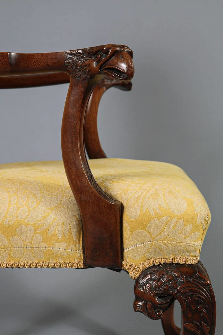 A walnut open armchair, George I style