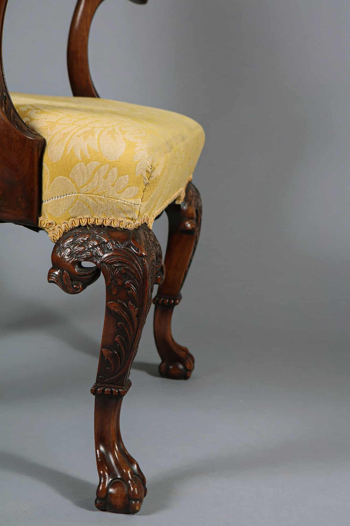 A walnut open armchair, George I style