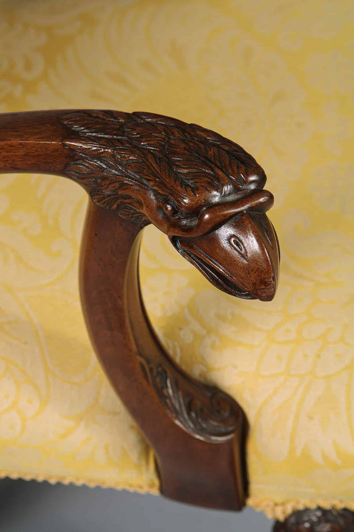 A walnut open armchair, George I style