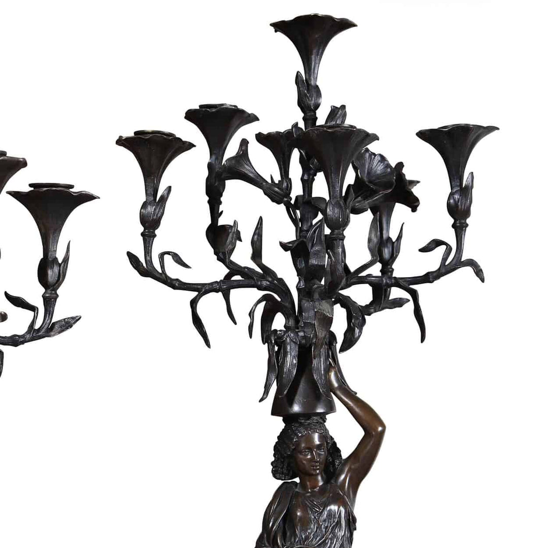 Pair of Bronze Orientalist Candelabra by Charles Cumberworth
