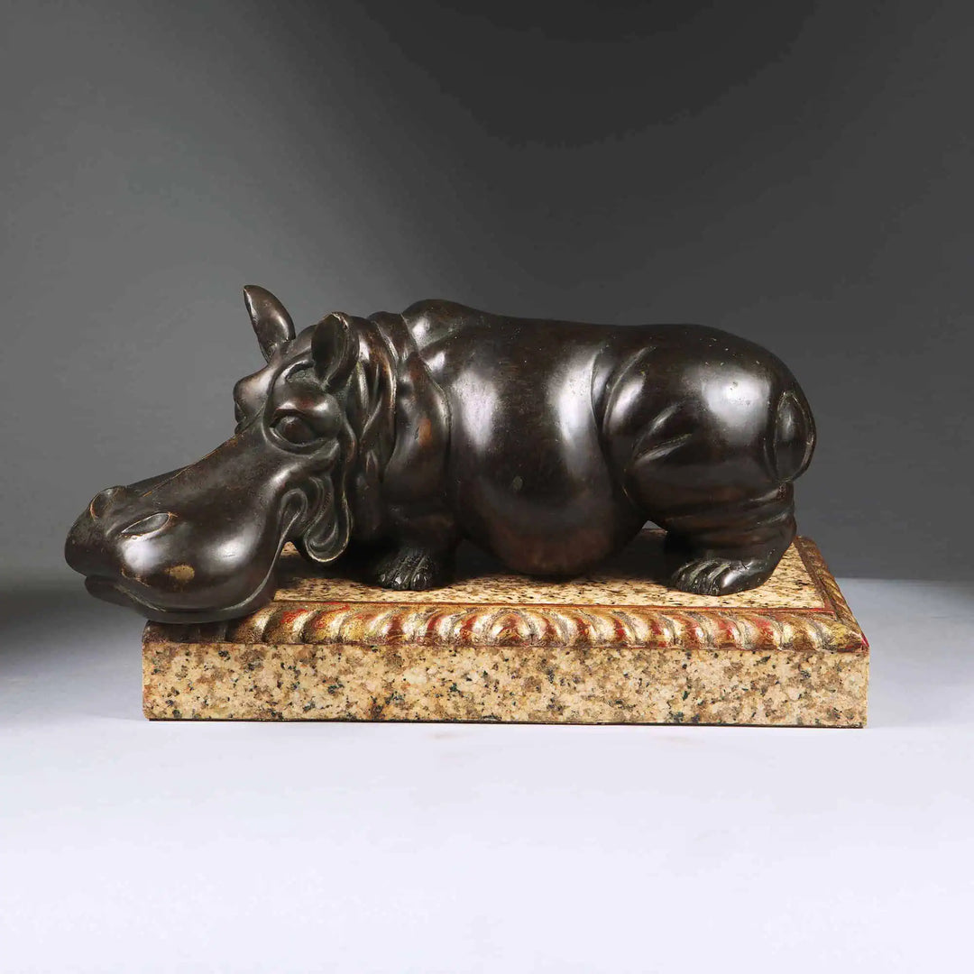 Bronze Hippo Antique Sculpture