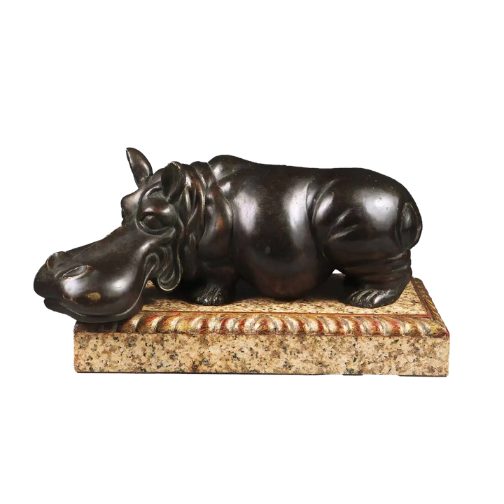 Bronze Hippo Antique Sculpture