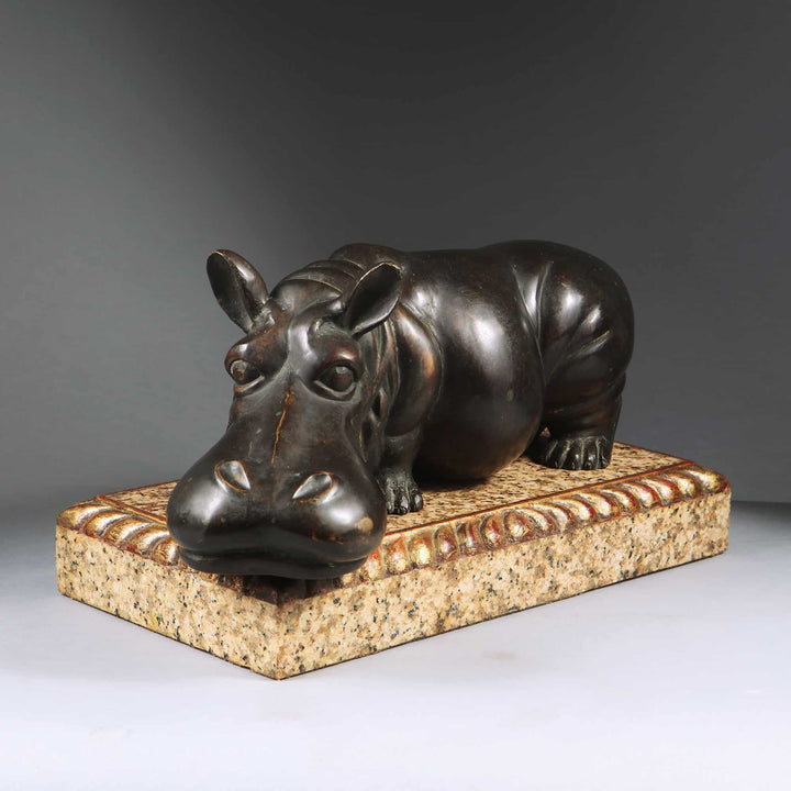 Bronze Hippo Antique Sculpture