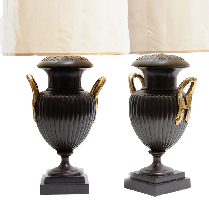 Pair of Neo-Classical Bronze Urn Lamps