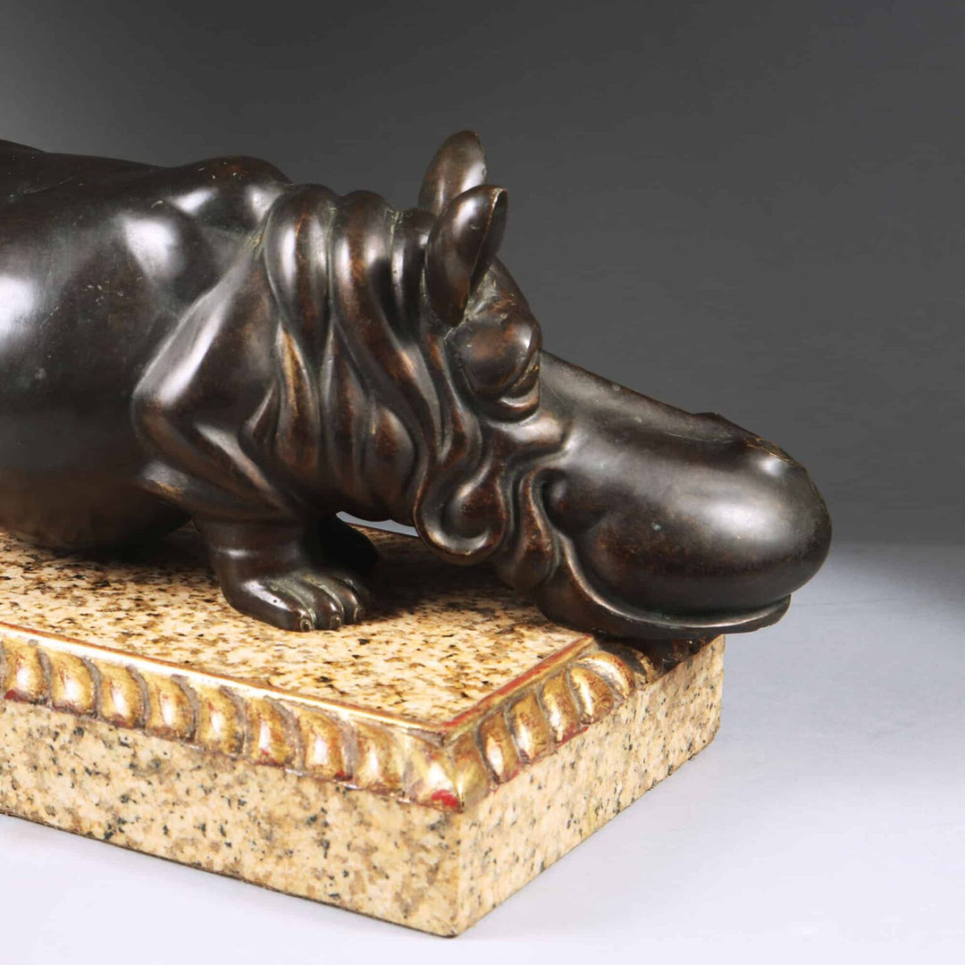 Bronze Hippo Antique Sculpture