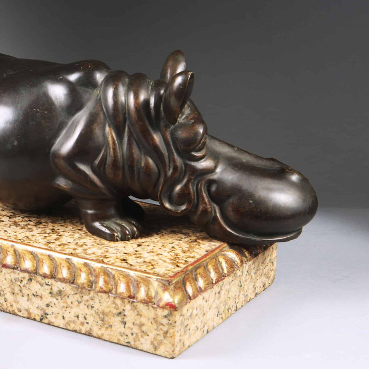 Bronze Hippo Antique Sculpture