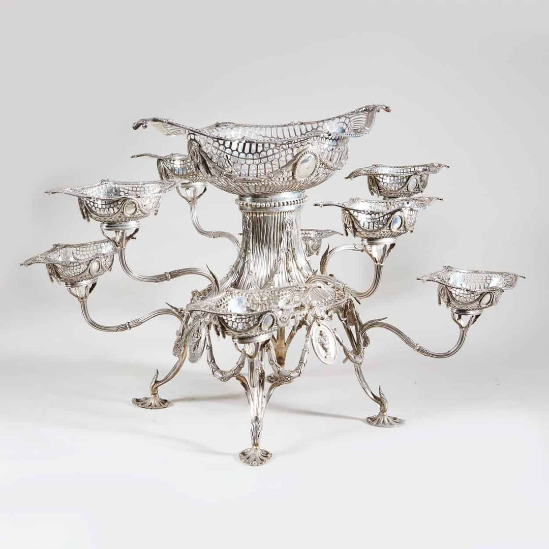 Georgian Style Eight-Basket Silver Epergne