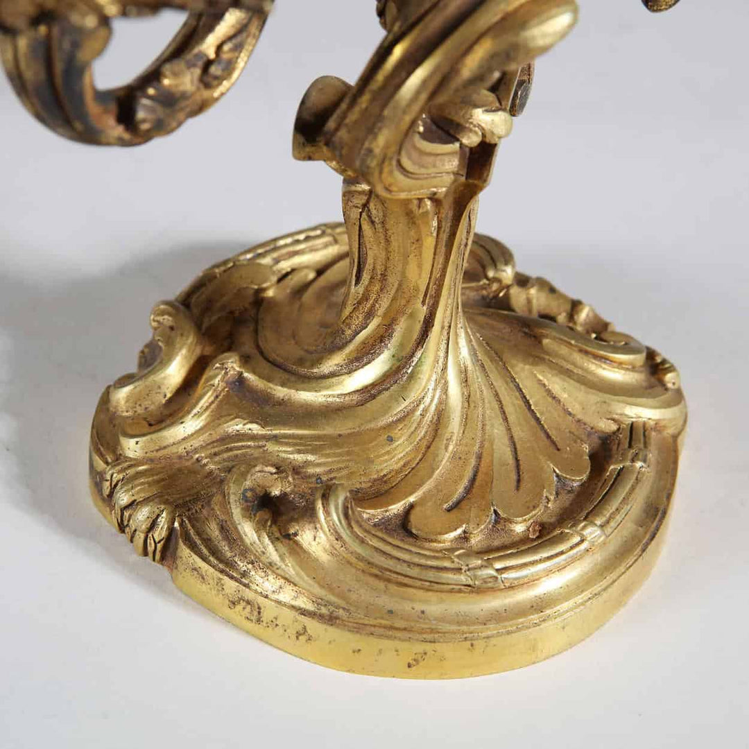 Pair of Gilt Bronze French Louis XV Rococo Candelabra by Jollet & Cie