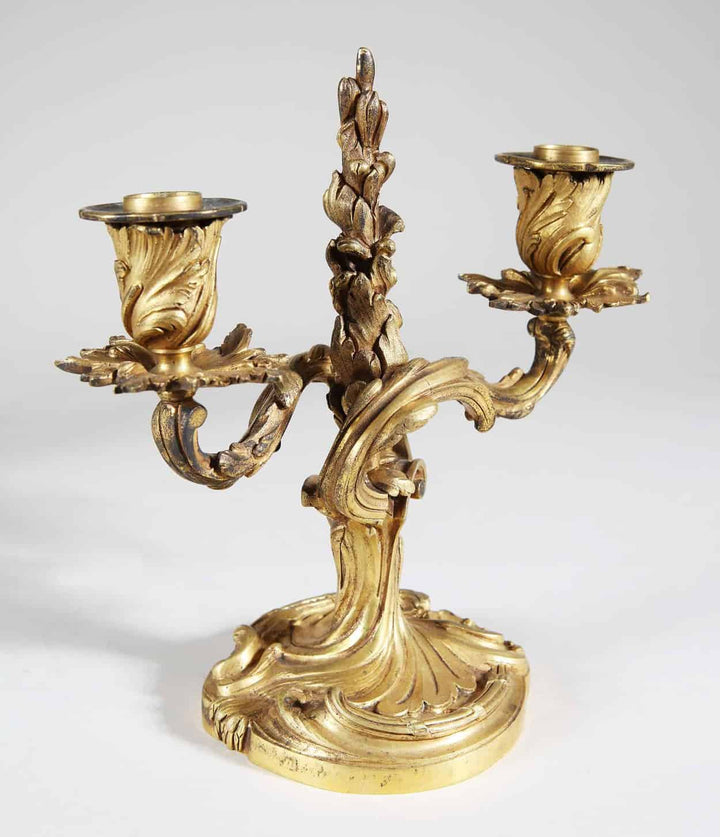 Pair of Gilt Bronze French Louis XV Rococo Candelabra by Jollet & Cie