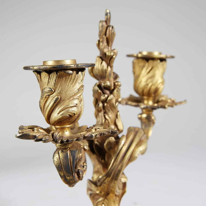 Pair of Gilt Bronze French Louis XV Rococo Candelabra by Jollet & Cie