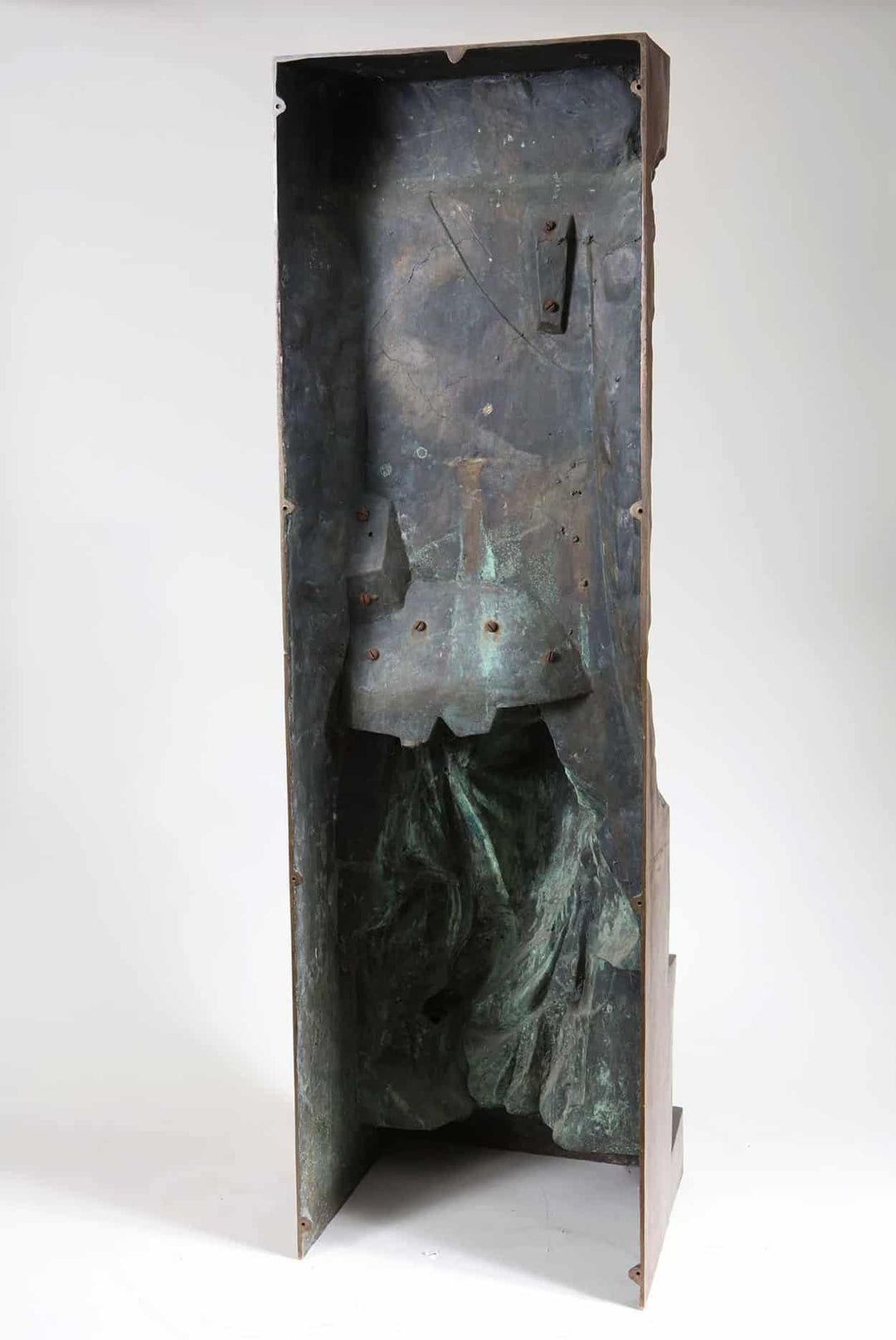 Henri Michel Chapu bronze sculpture mold showing detailed interior casting with aged patina from 1875-1890.