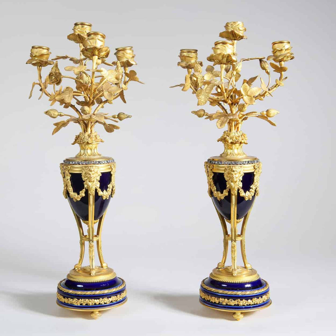 Ormolu Mounted and Jewelled Porcelain Clock Garniture